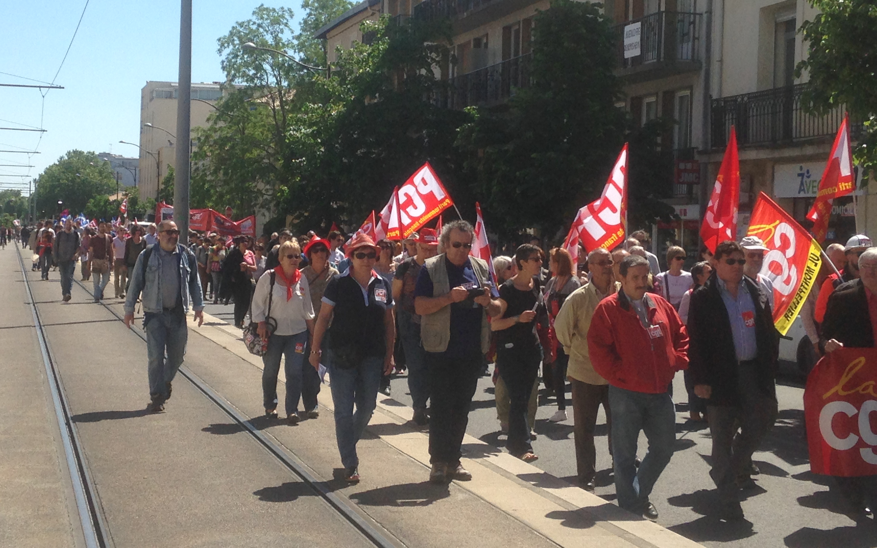 Le cortège de la manifestation contre la loi travail à Montpellier