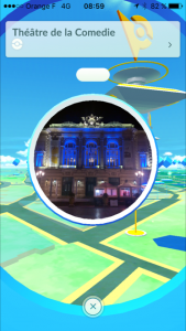 Image de l'Opéra de la Comédie sur le jeu Pokémon Go.