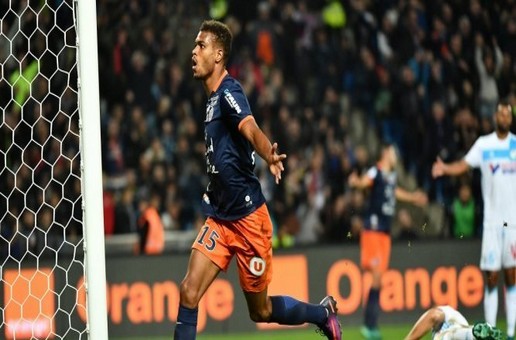Steve Mounié, auteur du troisième but du MHSC. (Crédit photo : © PASCAL GUYOT / PHOTO AFP)