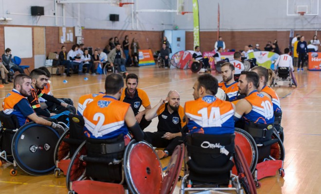 les Sharks du Montpellier Quad Rugby lors des championnats de France de Quad Rugby de Nationale 2au Creps de Montpellier