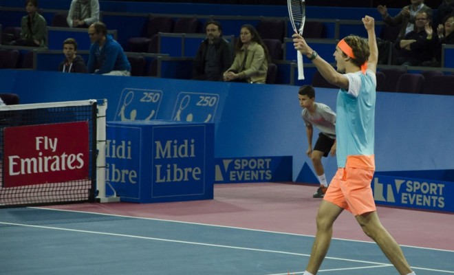 Alexandre Zverev après sa victoire en finale de l'Open Sud de France 2017