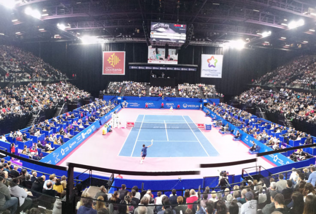 L'Aréna de Montpellier pleine pour les demi-finales entre Gasquet et Paire à l'Open Sud de France 2017.