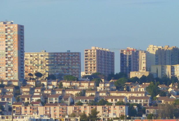 Montpellier, vue sur les Hauts-De-Massane, un des quartiers populaires de la ville. (Crédit photo : © Mapio.net)