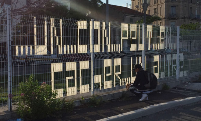 StDsgn en plein oeuvre vers Nouveau Saint Roch à Montpellier. C.P : F.A