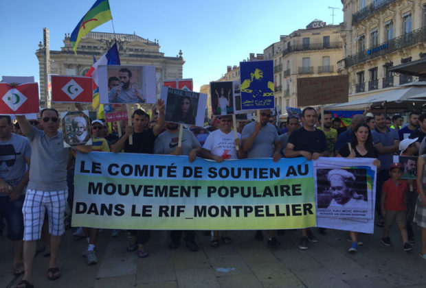 La manifestation en soutien au Rif sur la place de la Comédie à Montpellier. C.P : F.A