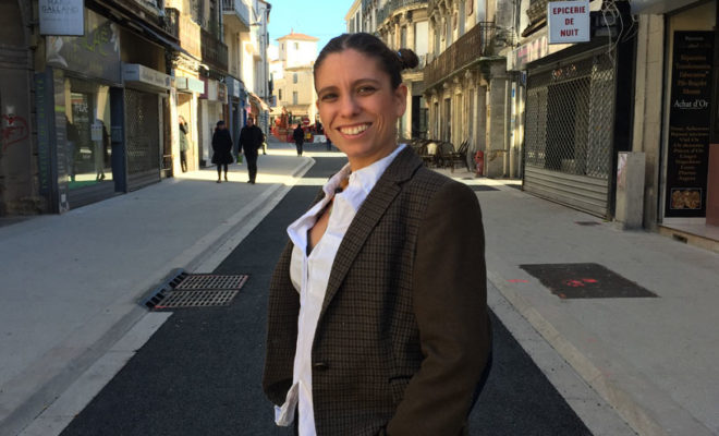 Laurence Méléo dans son quartier : rue du Faubourg du Courreau à Montpellier