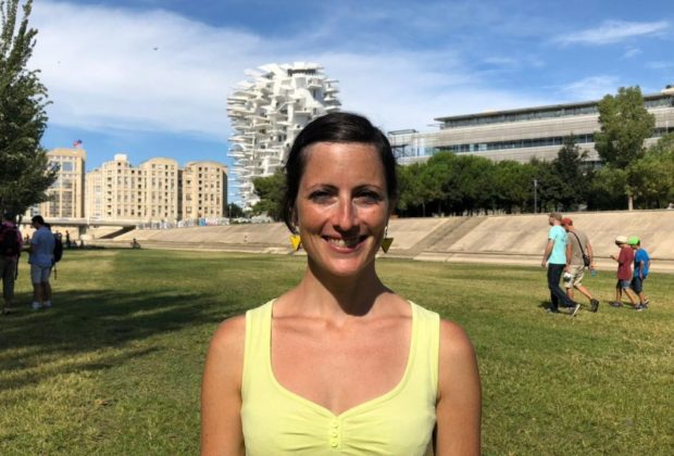 Nathalie Bonnet sur les Rives du Lez, après l'évènement Rise for Climate. CP : T.M.J.