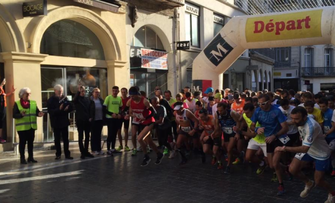 Départ du 20km de Montpellier lors de la 33ème édition, le dimanche 27 novembre 2016. CP : F.A