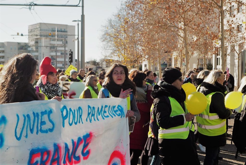 "Toutes unies pour ramener la France à la raison." Marche des femmes Gilets Jaunes. CP : Alice Fiedler