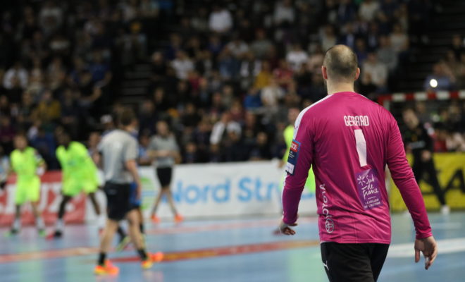 Malgré de nombreux arrêts, Gérard Vincent a cédé face aux vagues d'assaut catalanes cp: MHB