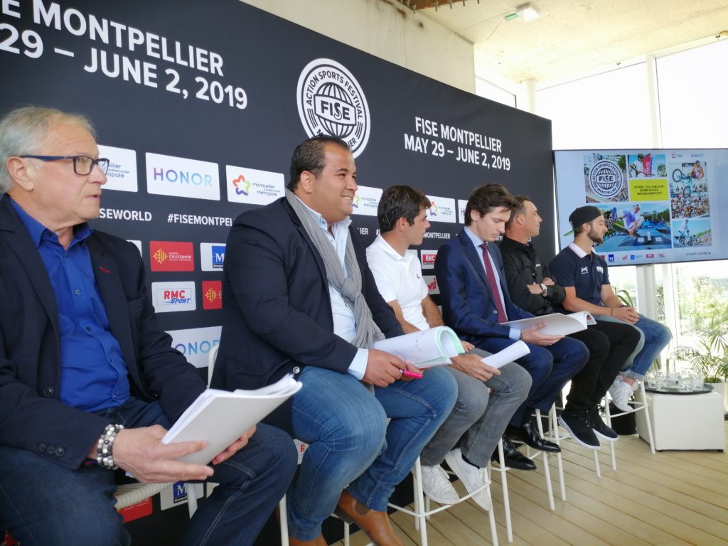 Organisateurs, partenaires et athlètes réunis lors de la présentation du FISE 2019 Montpellier